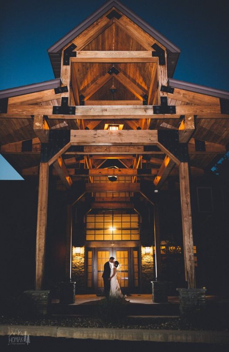 couple standing outside danville wedding venue